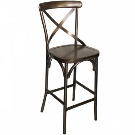 Cross Back Aluminium Bar Stool - Gunmetal