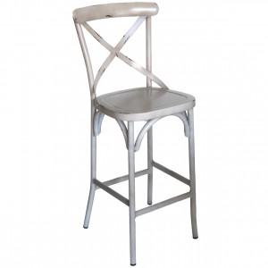 Cross Back Aluminium Bar Stool - Vintage White