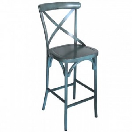Cross Back Aluminium Bar Stool - Vintage Blue Cross Back Aluminium Bar Stool - Vintage Blue